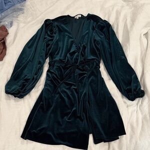 Gianni Bini Deep Teal Velvet Wrap Dress